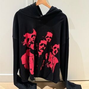 Edgy Black Hoodie with Red Graphic